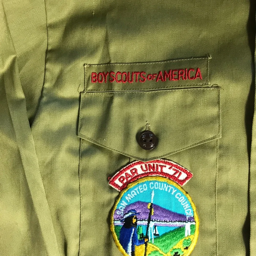 VINTAGE BOY SCOUT HAT & SHIRT with patches